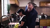 Latina maid Aryana Amatist submits to sadistic employer