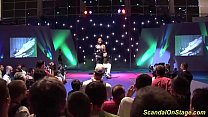 big boob bdsm milf enjoys a real extreme fetish show on public sexfair show stage